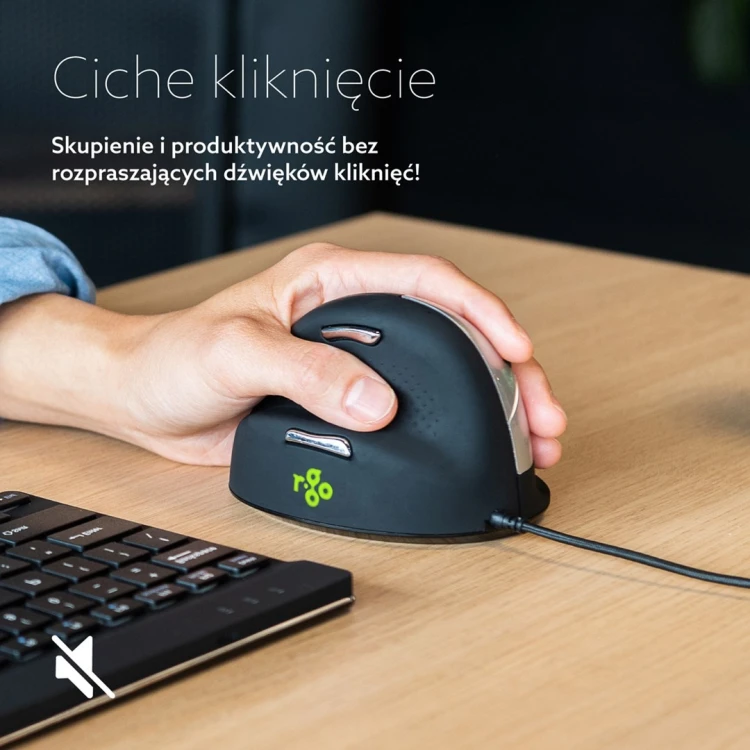 Ergonomiczna mysz R-Go HE leworęczna USB czarna/srebrna