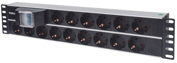 INTELLINET LISTWA ZASILAJĄCA RACK 19" 2U, 15 GNIAZD SCHUKO, Z PODWÓJNYM WYŁĄCZNIKIEM, KABEL 3M