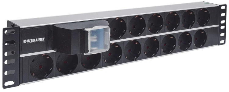INTELLINET LISTWA ZASILAJĄCA RACK 19" 2U, 15 GNIAZD SCHUKO, Z PODWÓJNYM WYŁĄCZNIKIEM, KABEL 3M