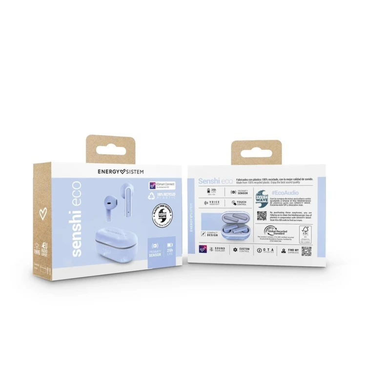 Energy Sistem Senshi Eco Zestaw słuchawkowy True Wireless Stereo (TWS) Douszny Połączenia/Muzyka/Sport/Codzienność Bluetooth Jasny Niebieski