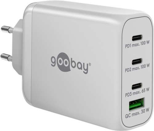 Goobay 65556 ładowarka do urządzeń przenośnych Laptop, Smartfon Biały Prąd przemienny Szybkie ładowanie Wewnętrzna