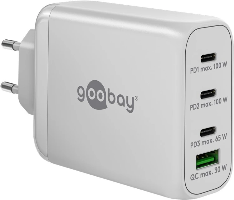 Goobay 65556 ładowarka do urządzeń przenośnych Laptop, Smartfon Biały Prąd przemienny Szybkie ładowanie Wewnętrzna