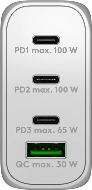 Goobay 65556 ładowarka do urządzeń przenośnych Laptop, Smartfon Biały Prąd przemienny Szybkie ładowanie Wewnętrzna