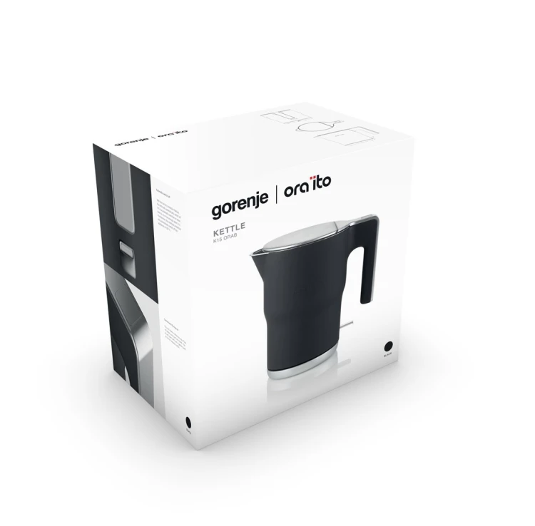 Czajnik Elektryczny Gorenje K15ORAB, 2400 W, 1.5 L, Stal Nierdzewna, Czarny, Obracana Podstawa 360°