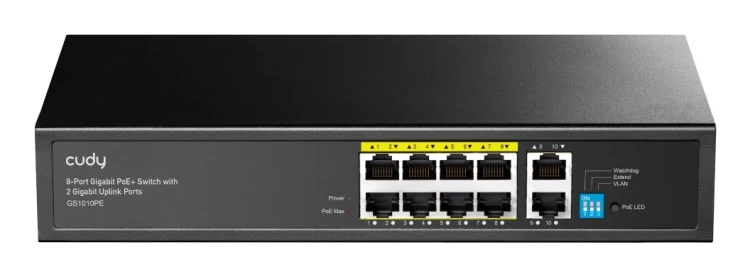 Switch CUDY GS1010PE 8-Port Gigabit PoE+ 120W 2xGbE Uplink