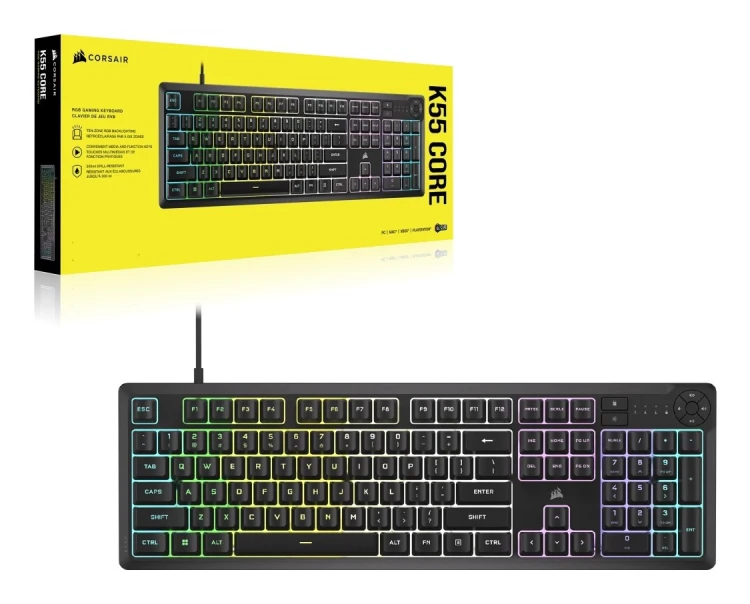 Klawiatura gamingowa RGB LED CORSAIR K55 CORE Juoda