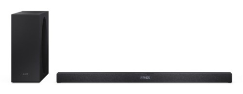 Sharp 2.1-kanałowy ultracienki Dolby Atmos/DTS Virtual: X Soundbar z bezprzewodowym subwooferem HT-SBW320 360 W Łączność Bluetooth Połączenie bezprzew