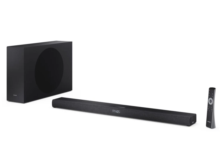 Sharp 2.1-kanałowy ultracienki Dolby Atmos/DTS Virtual: X Soundbar z bezprzewodowym subwooferem HT-SBW320 360 W Łączność Bluetooth Połączenie bezprzew
