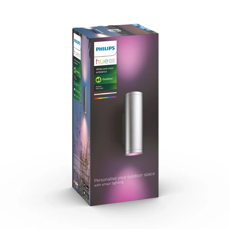 Philips Hue Appear zewnętrzna lampa ścienna inox 2x8W