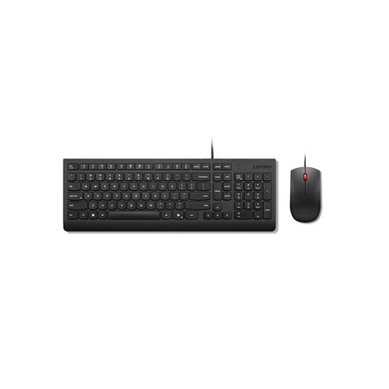 Zestaw klawiatury i myszy Lenovo Essential Wired Combo, Przewodowe, Mysz w zestawie, Czarny