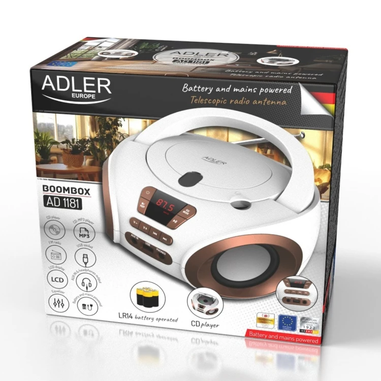 Odtwarzacz CD/MP3 (boombox) ADLER AD 1181wc