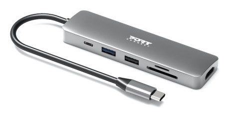 Port Designs 900162 huby i koncentratory USB Type-C Srebrny