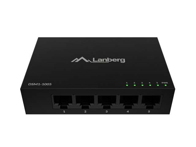 LANBERG SWITCH DSM1-1005 5X1GB/S NIEZARZĄDZALNY GIGABIT ETHERNET DESKTOP 12V (OBUDOWA METALOWA)