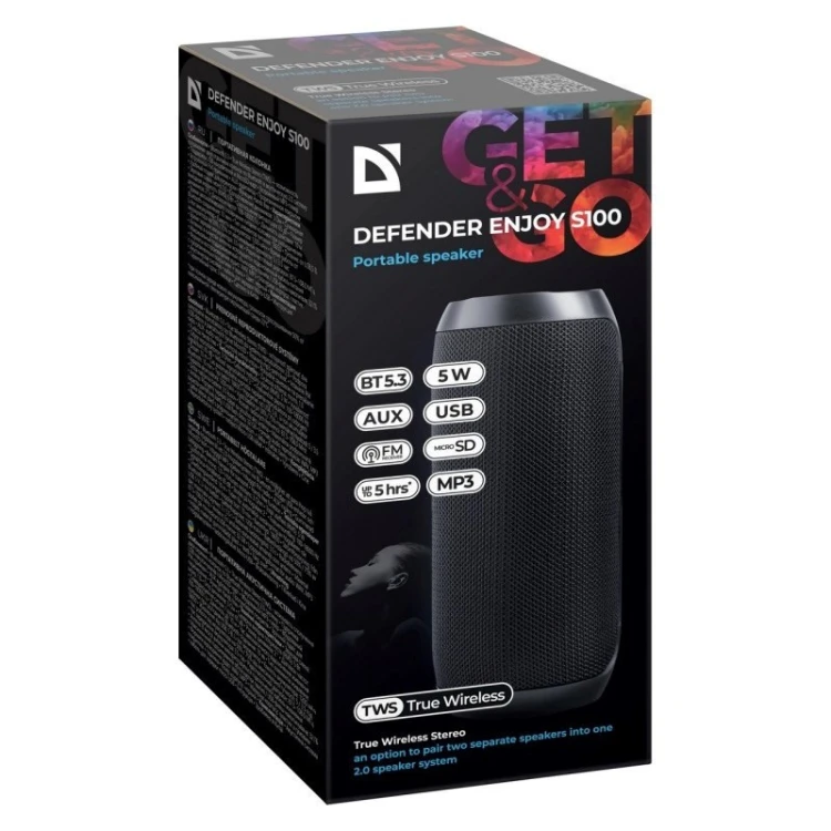 DEFENDER GŁOŚNIK ENJOY S100 BLUETOOTH/FM/SD/USB 5W CZARNY 65701