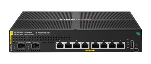 HPE Aruba Networking CX 6000 8p 10M/100M/1G Class4 PoE 2p SFP 1G 67W Switch Zarządzany L2 Gigabit Ethernet (10/100/1000) Obsługa PoE 1U Czarny