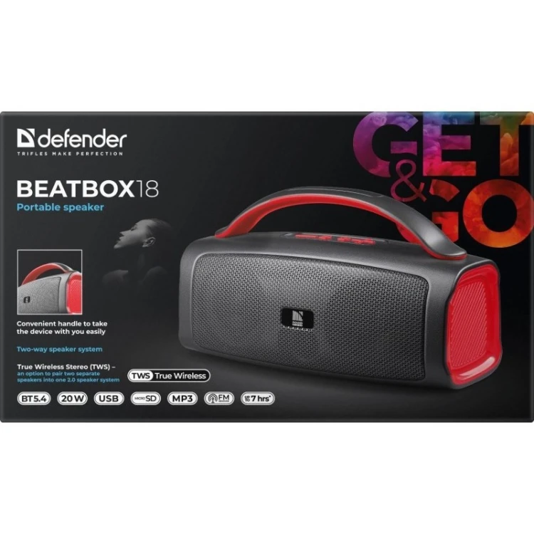 DEFENDER GŁOŚNIK BLUETOOTH 5.4 BEATBOX 18 20W 65218