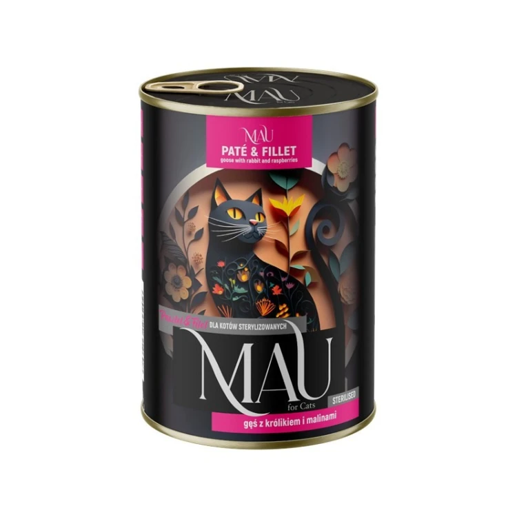 MAU P&F gęś z królikiem i malinami - kar.dla kota steryliz.400g