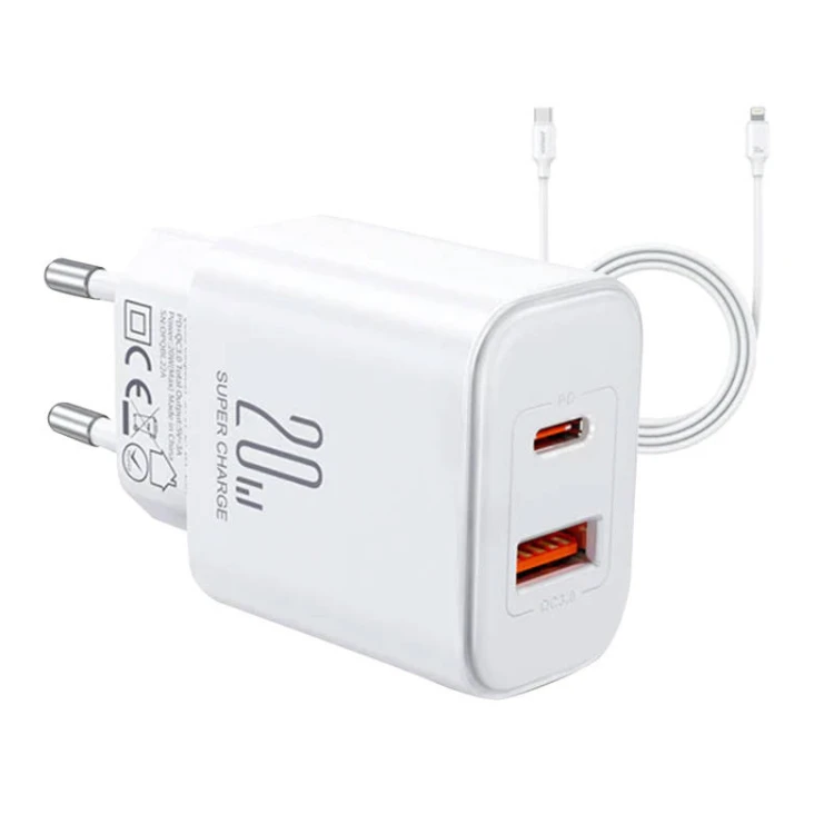 Ładowarka sieciowa Joyroom JR-TCF05, 20W + kabel C to L 1m (biała)