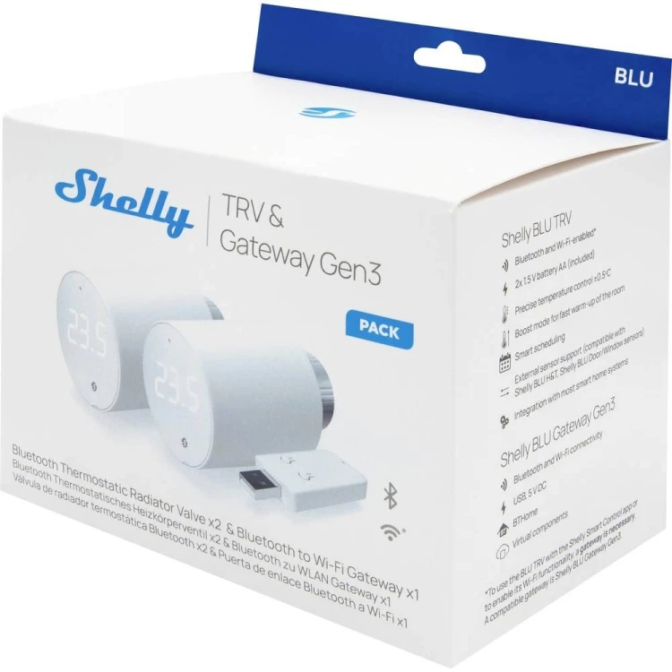 Shelly BLU TRV Głowice termostatyczne Biały
