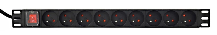 GEMBIRD LISTWA ZASILAJĄCA RACK (PDU) 9 GNIAZD FR, 1U, 16A, WTYK FR, 2M