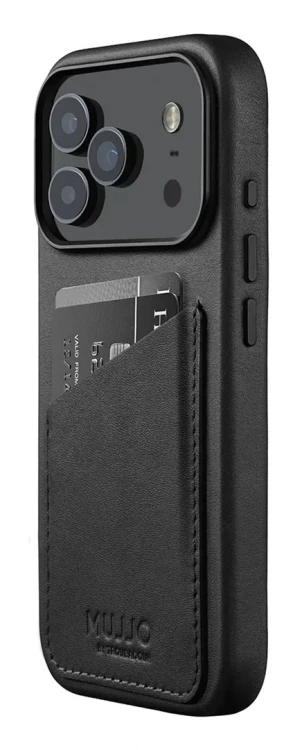 Mujjo Wallet Leather Case - etui skórzane do iPhone 17 Pro kompatybilne z MagSafe (black)