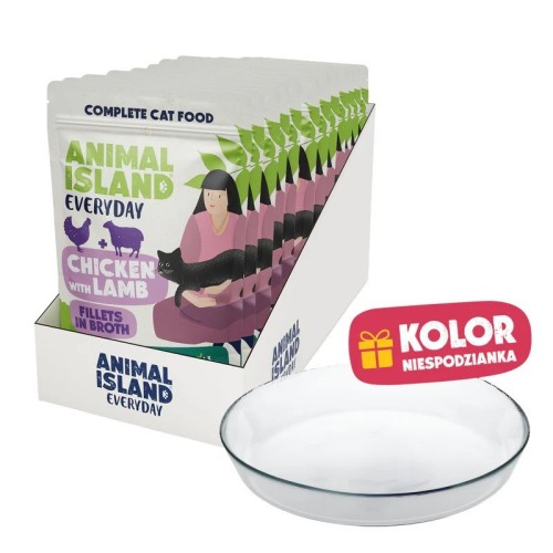 ANIMAL ISLAND kurczak z jagnięciną 12x85g+talerzyk