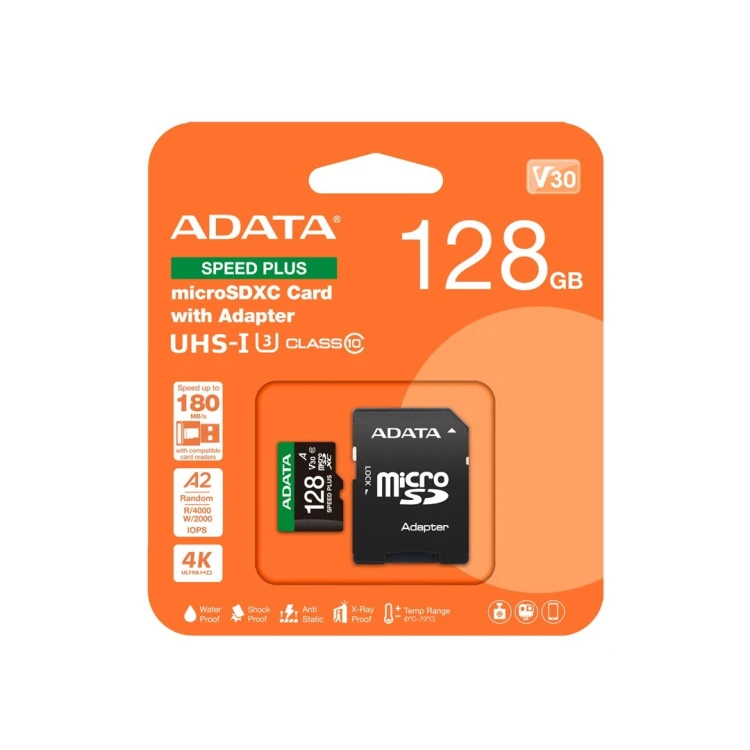 ADATA Speed Plus MicroSDXC 128 GB Class 3 UHS-I/U3 A2 V30