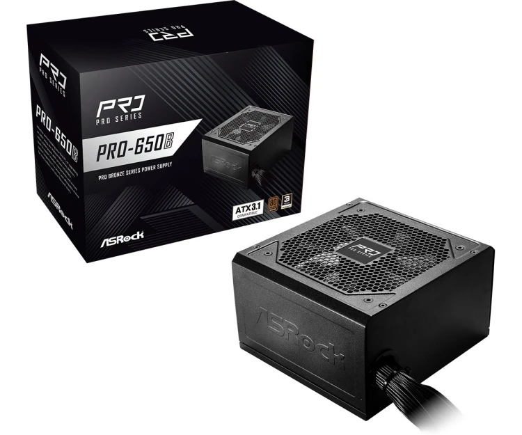 Asrock PRO-650B moduł zasilaczy 650 W 24-pin ATX ATX Czarny