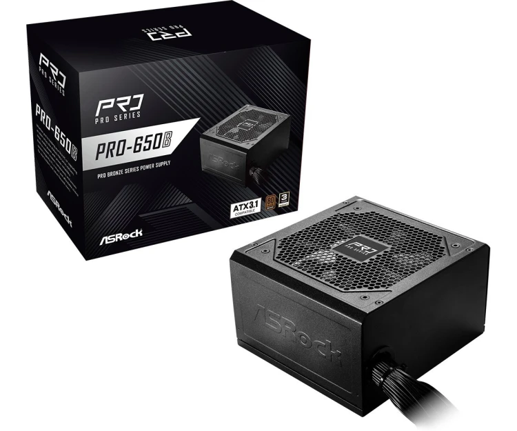 Asrock PRO-650B moduł zasilaczy 650 W 24-pin ATX ATX Czarny