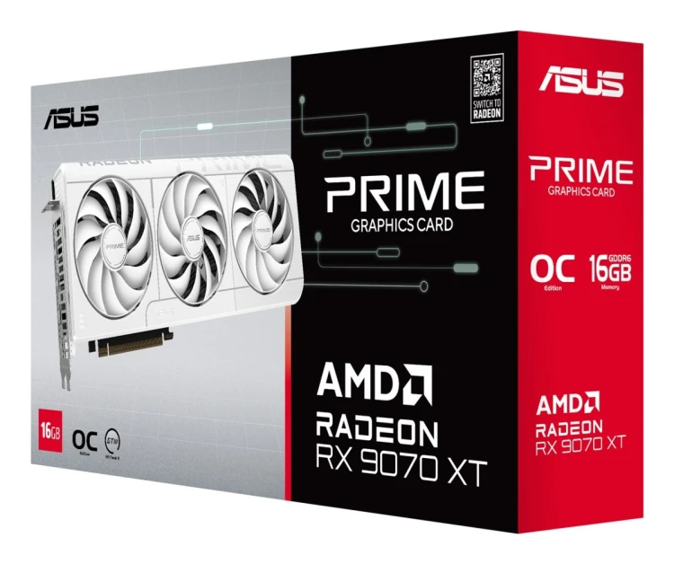 Karta graficzna VGA PCIE16 RX9070XT 16GB GDDR6/PRIME-RX9070XT-O16G-WH ASUS