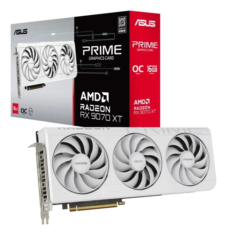 Karta graficzna VGA PCIE16 RX9070XT 16GB GDDR6/PRIME-RX9070XT-O16G-WH ASUS