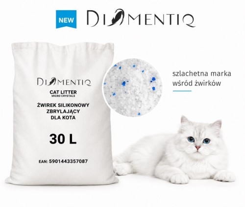 DIAMENTIQ żwirek micro crystals silikonowy, zbrylający dla kota 30l