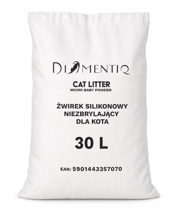 DIAMENTIQ żwirek baby powder silikonowy, niezbrylający dla kota 30l