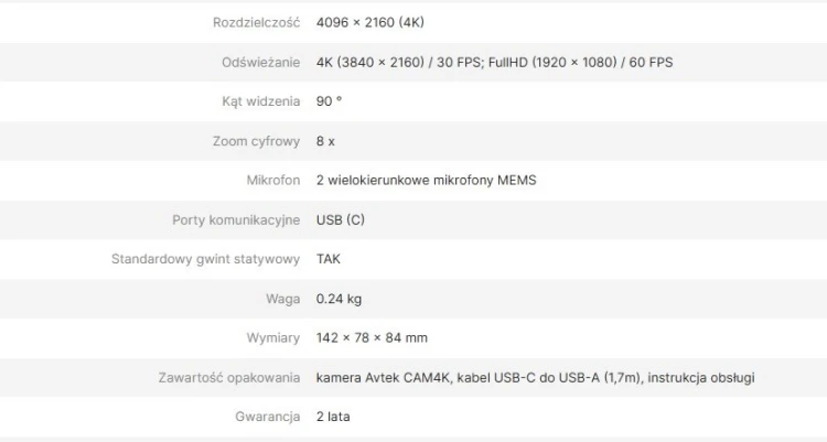 Kamera internetowa Avtek CAM4K