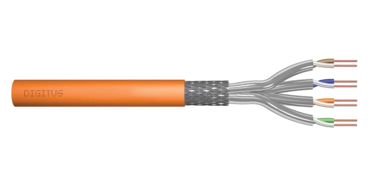 Kabel instalacyjny DIGITUS DK-1745-VH-5 kat.7, S/FTP, B2ca-s1a d1 a1, AWG 23/1, LSOH, 500m, pomarańczowy
