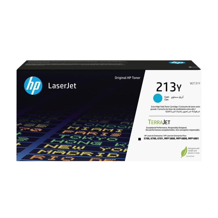 HP Oryginalnym wkładem z błękitnym tonerem o ekstrawysokiej wydajności 213Y LaserJet
