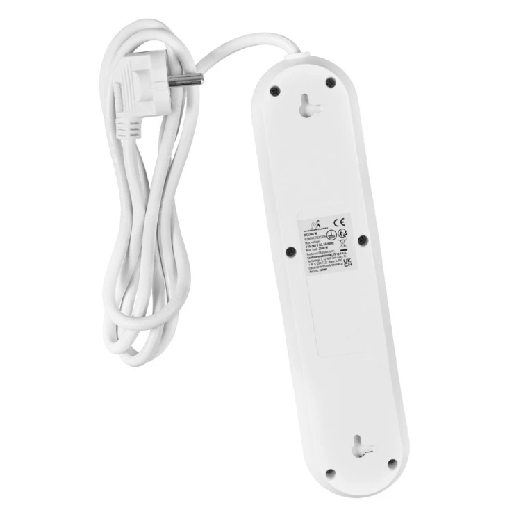 MACLEAN LISTWA ZASILAJĄCA, PRZEDŁUŻACZ 3 GNIAZDA + 3XUSB, 110-240V AC 50/60HZ, 2.1A MAX 2500W, 1,5M, BIAŁA MCE394 W