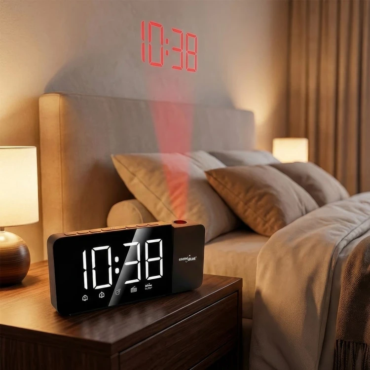 GREENBLUE RADIOBUDZIK CYFROWY LED Z PROJEKTOREM GREENBLUE,RADIO FM, ALARM, ZEGAR 12/24, ZASILANIE USB 5V DC + CR2032 GB172