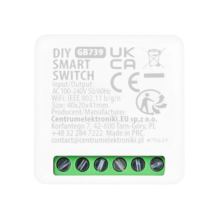 GREENBLUE PRZEKAŹNIK WIFI DOPUSZKOWY, ANDROID/IOS/ALEXA/GOOGLE HOME,100-240V AC, 50/60HZ, MAX.16A, DLA LED 150W GB739