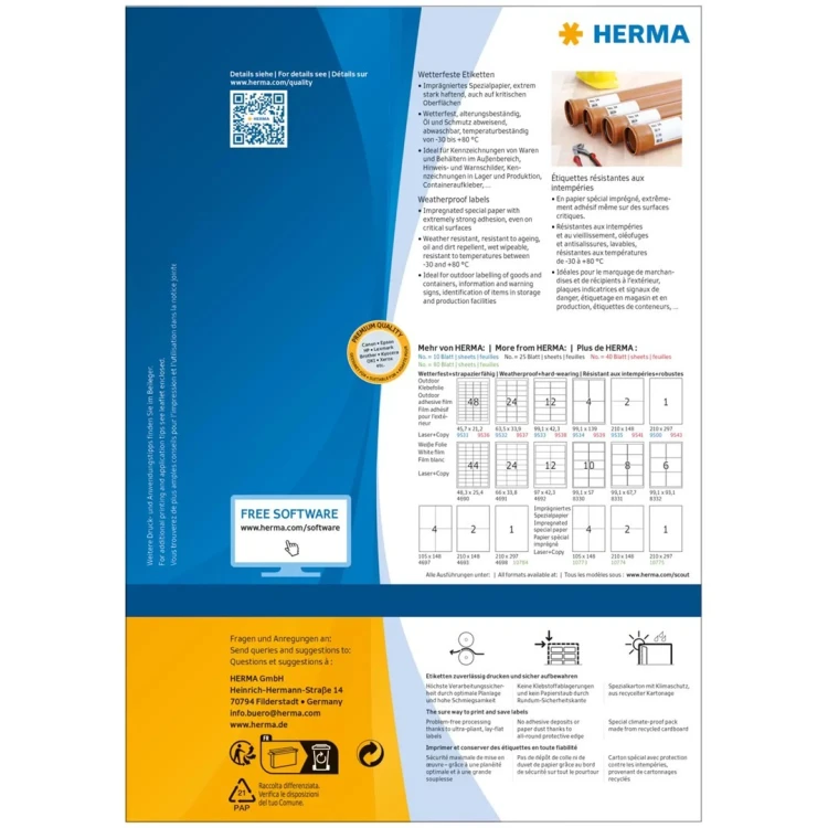 HERMA 10775 etykiet do nadruku Biały Samoprzylepne etykiety do drukowania