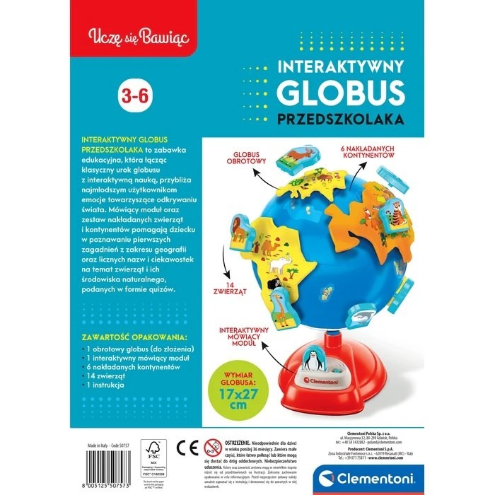 Zestaw Clementoni - Interaktywny globus przedszkolaka