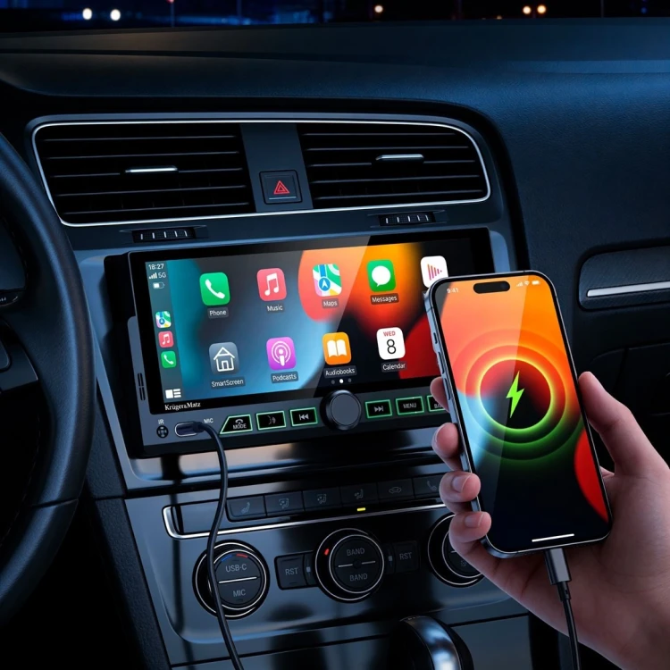 KRUGER&MATZ RADIO SAMOCHODOWE KM2017 CARPLAY/ANDROIDAUTO 1DIN