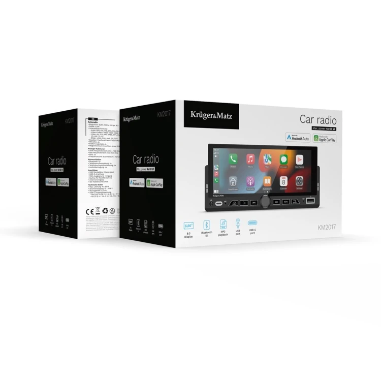 KRUGER&MATZ RADIO SAMOCHODOWE KM2017 CARPLAY/ANDROIDAUTO 1DIN