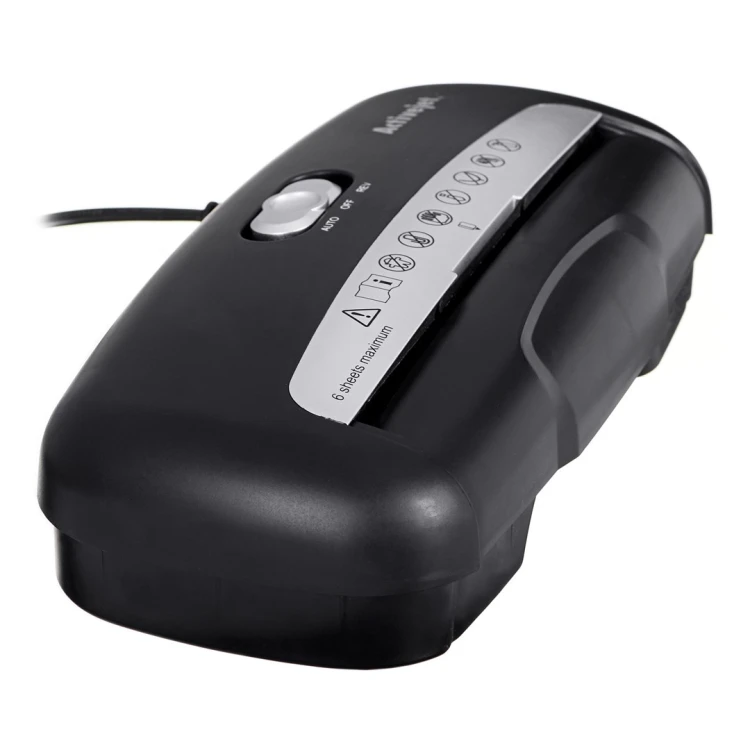 Activejet Niszczarka ASH-0601S, P-2, 10 l, pasek 6 mm, 6 kartek, czarna.
