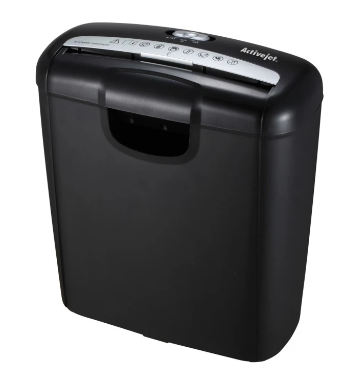Activejet Niszczarka ASH-0601S, P-2, 10 l, pasek 6 mm, 6 kartek, czarna.