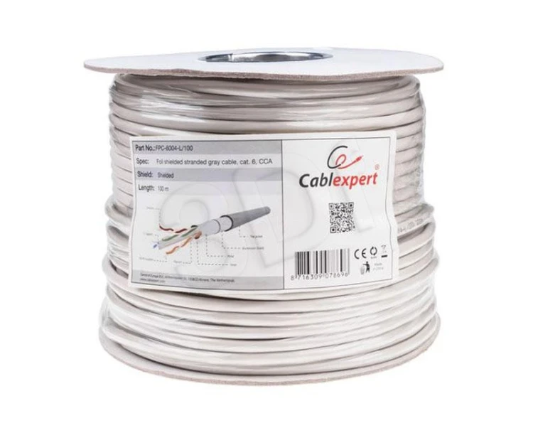 Kabel sieciowy GEMBIRD FPC-6004-L/100 (F/FTP; 100m; kat. 6; kolor szary)
