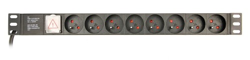 GEMBIRD LISTWA ZASILAJĄCA RACK 19" PDU EG-PDU-014-F 1U, 16A, 8X FRANCUSKIE GNIAZDO, WTYK SCHUKO, KABEL 3M