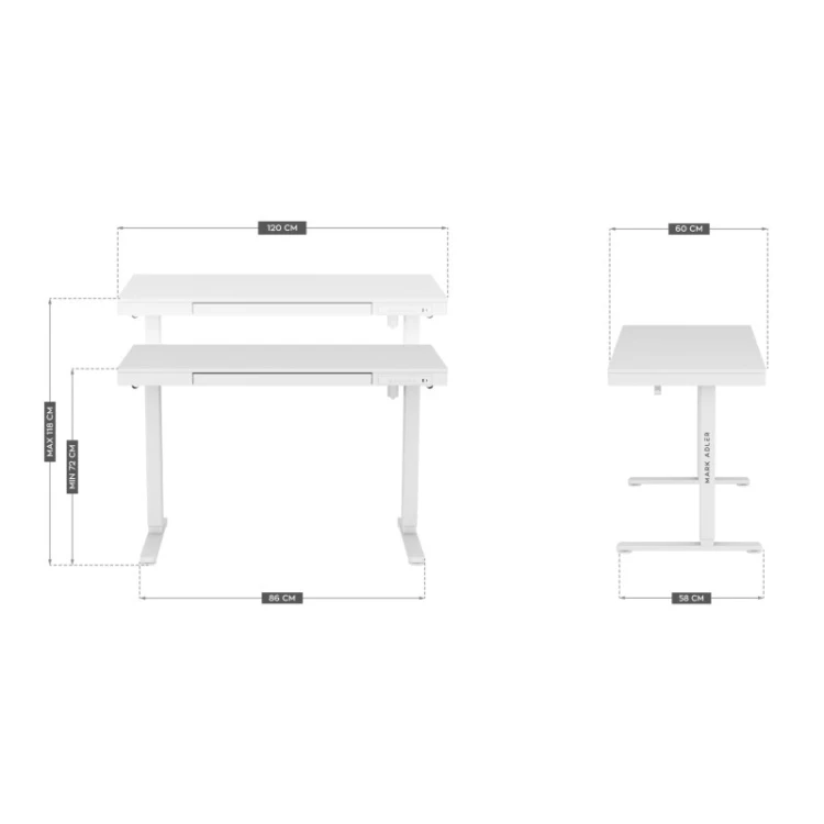 Biurko elektryczne Leader 8.2 White 120 cm