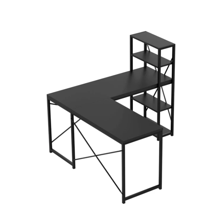 Biurko narożne z półkami Leader 5.9 Black 145 cm