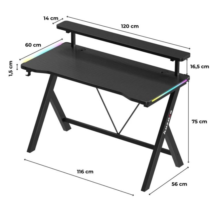 Biurko gamingowe Hero 1.9 RGB 120 cm